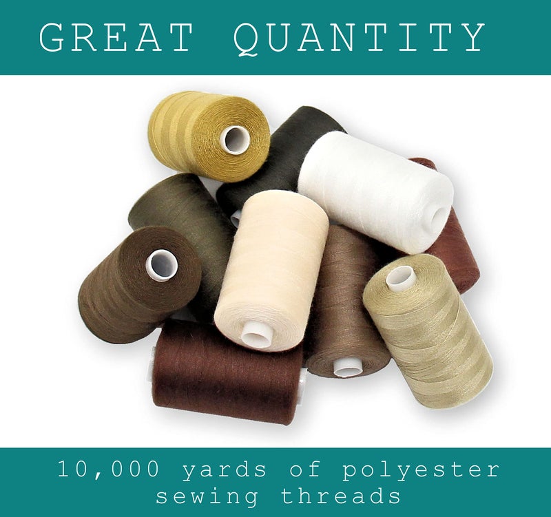 BlesSew Sewing Thread in Brown Color Tones - 10 Spools of Polyester Thread for Sewing Machine for Beginners, Hand Stitching & Quilting - 1000 yds Per Spool - Image 2